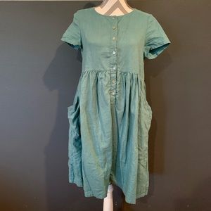 Linen Modest Button Up Dress